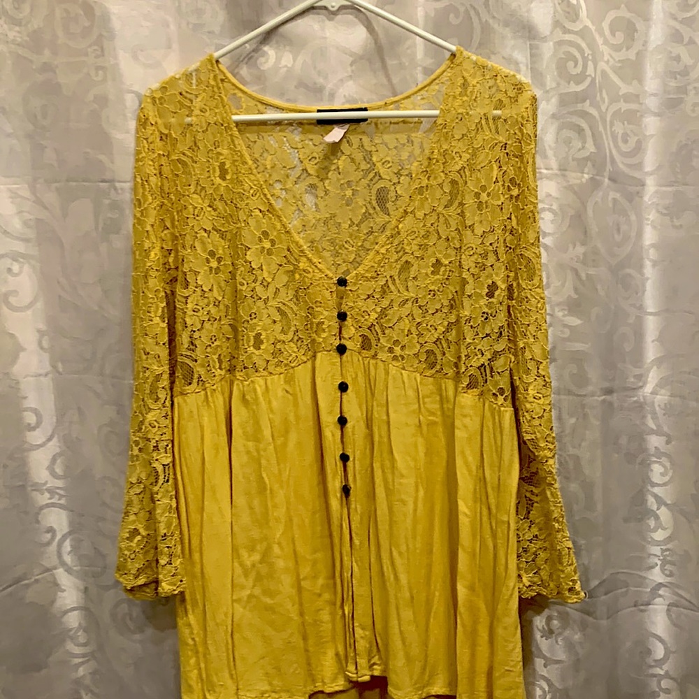 Flower print lace blouse